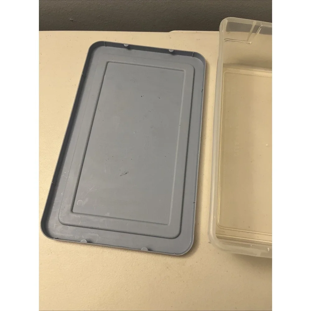 Vintage Rubbermaid 0286 Storage‎ Box Blue Clear Container Plastic Snap Shut Lid
